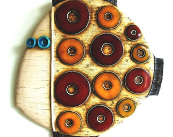Fish- Handmade ceramic tile,Fine Art Ceramics,Ceramic sculpture