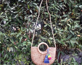Straw Bag, Crossbody Bag, Top Handles Bag, Thai Weaving Waterhyacinth