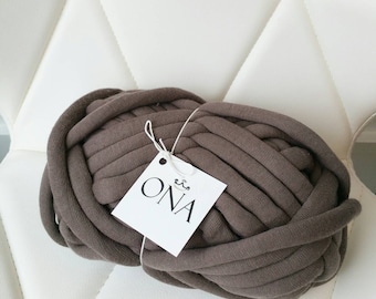 Chunky Cotton Tube yarn Vegan Wool Brown