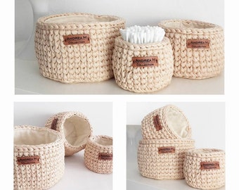 Regalo Día de La Madre! Cestas Almacanenamiento de Forrada, Lined Storage Baskets, Crochet Basket, Storage Basket, Gift Basket