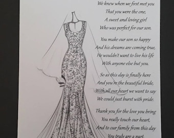 Handmade Personalised A5 Card To A New Daughter in Law Wedding Card Hand Drawn Design