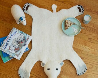 Organic Wool Felt Polar Bear Rug