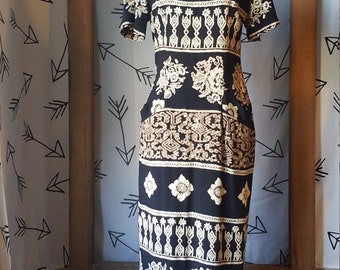 Vintage 80s WNY Print Maxi Dress