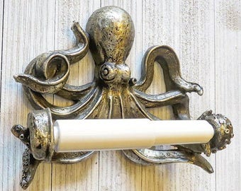SALE - Octopus, Toilet Paper Holder, Octopus Toilet Paper Holder, Nautical Decor, Nautical Bathroom, Octopus Decor, Nautical, Home Decor