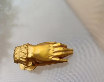 French antique solid bronze brooch pocket money clip paper letter holder art deco hand shape bronze sculpture miniature handhome decor
