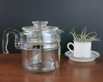 Pyrex Flameware Coffee Pot - Vintage 6 cup Pyrex Percolator Coffee Pot - Mid Century Pyrex Coffeemaker - Rangetop Ware - Pyrex Percolator