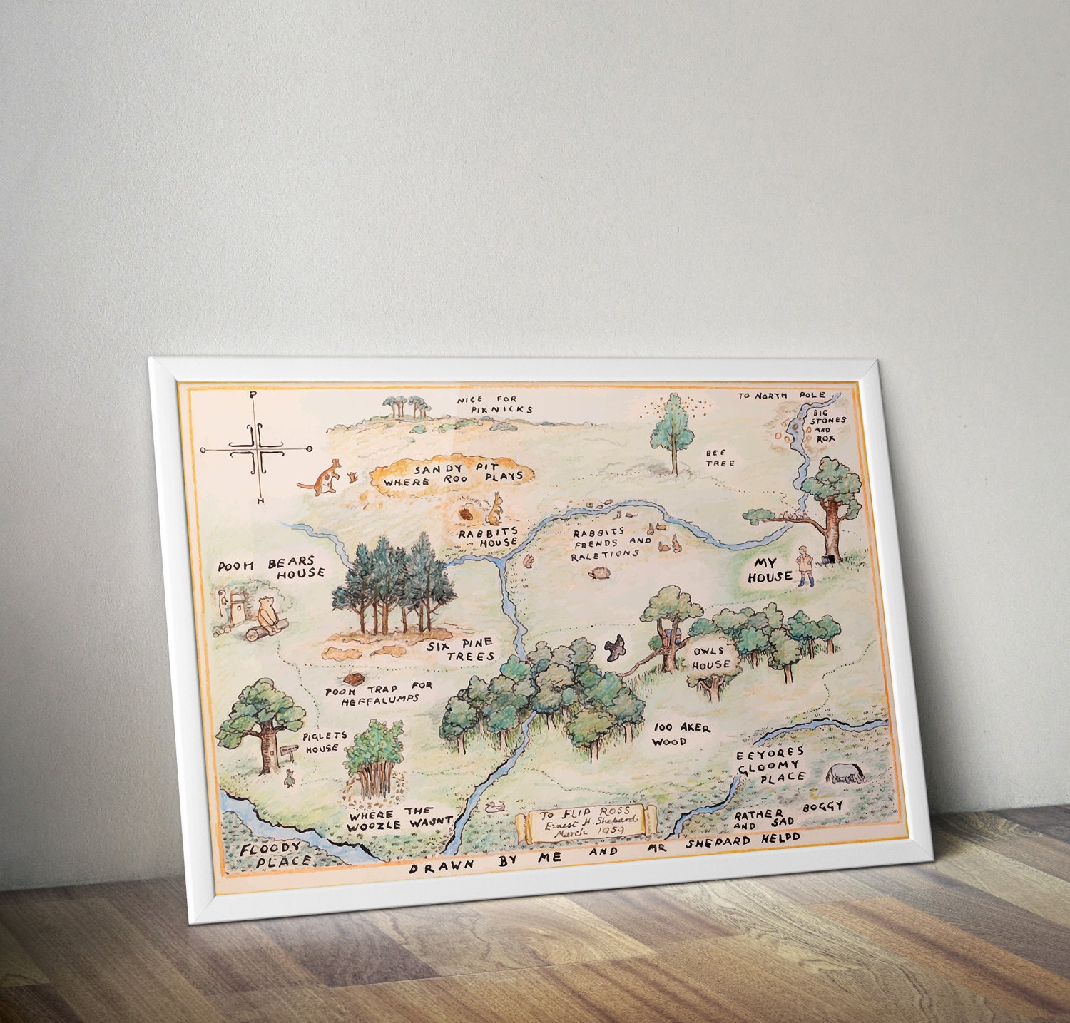100 Aker Wood / Winnie the Pooh Map Print / Classic Winnie the