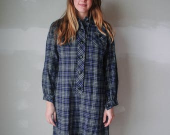 1970s plaid shirt dress