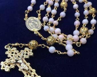 Gold-Colored Natural Shell Rosary