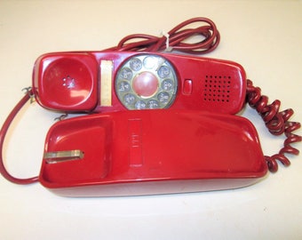 Vintage ITT RED Princess Trimline Rotary Dial Desk Telephone 1969