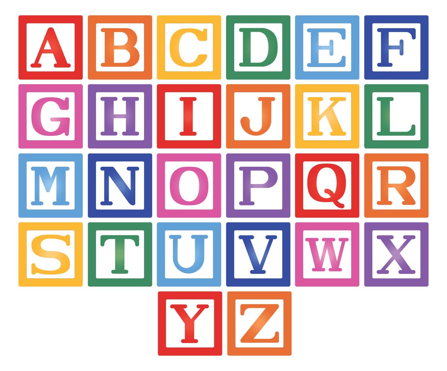 spell words in block letter alphabet