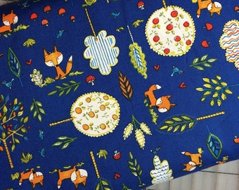 Half Yard cut of Dena Designs - Fox Playground of Playground in Navy - PWDF189