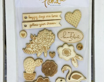 My Mind's Eye On Trend 2 Wood Veneer Pieces by Jen Allyson, perfect for planners, card making, scrapbooking, art journaling, embellishment