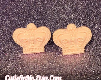 Baby Pink Crown Stud Earrings
