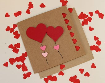 3D Celebration Card, Wedding Card, Civil Ceremony Card, Red Heart Card with Free Confetti and Free UK Postage MC15206