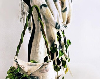 Felted Handbag and Wrap "Birch" handmade womens