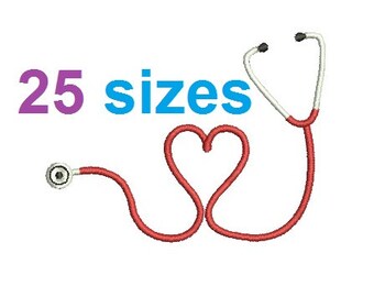 Heart Stethoscope Embroidery Design, Nurse Fill Embroidery Design Instant Download ER1031F3