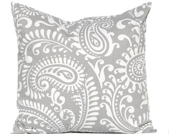 Gray Pillow Cover - Decorative Throw Pillow Cover - Gray and White Decor - Gray Cushion Cover - Large Scale Paisley - Grey Pillow Cover