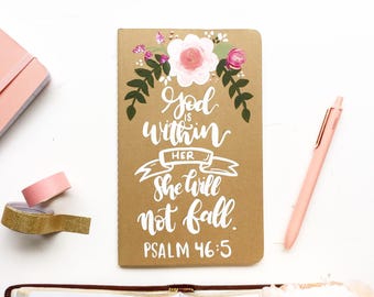 Prayer Journal, Psalm 46:5, God is Within Her, Gratitude Journal, Bible Journal, Floral Notebook, Prayer Journaling, Prayer Journal Books