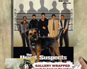 Border Terrier Vintage Poster Canvas Print - The Usual Suspects Movie Poster Perfect DOG LOVER GIFT Gift for Her Gift for Him Home Decor