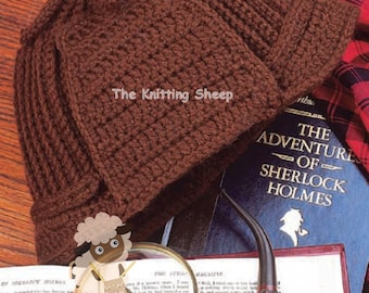 PDF Crochet Pattern for Retro Sherlock Holmes Deerstalker Hat - Instant Download