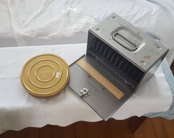 Vintage Brumberger Film Reel Storage Box and Two Guys Film Reel