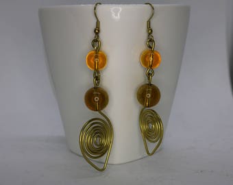 Dangle Drop earrings | Brass | beaded earrings