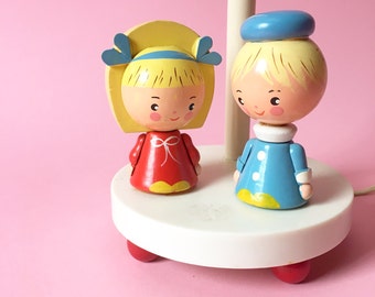 Vintage Irmi Nursery Originals, Children's Lamp, German, Boy Girl Light, Child's Room Decor, Handpainted Wooden Children