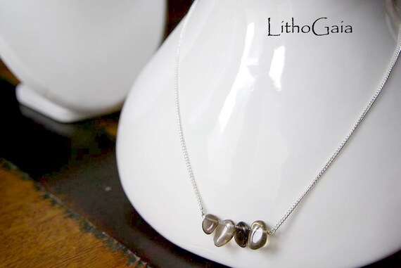 Smoky Quartz Bar Necklace on 925 Sterling Silver, Crystal Jewelry, Gemstone Bar, Gift for Her, Root Chakra, Smoky Quartz Birthstone Jewelry