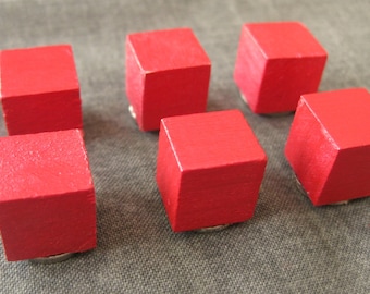 Painted Wooden Cube Magnets (set of 6)