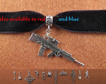 Zombie Apocalypse simple velvet choker with charm of your choice