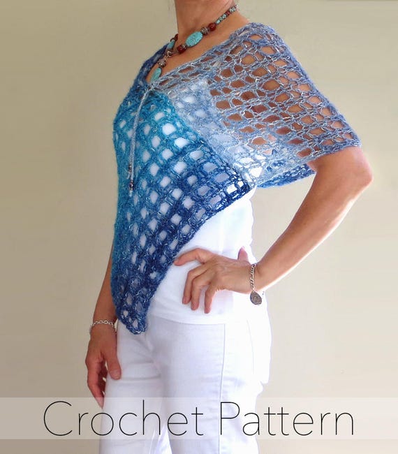 Crochet Poncho PATTERN / Asymmetrical Poncho / Lightweight