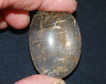 Gold Thread Clear Rutilated Quartz 36 x 26 Cabochon (Cabochon 1)