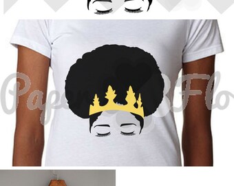 Afro SVG melanin svg afro cut file natural hair svg file black woman JPG file queen svg cut files cricut vinyl afro crown svg silhouette