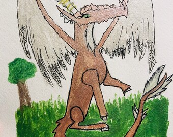 Guardian the dragon by Isabella (11) hand-painted watercolor dragon art