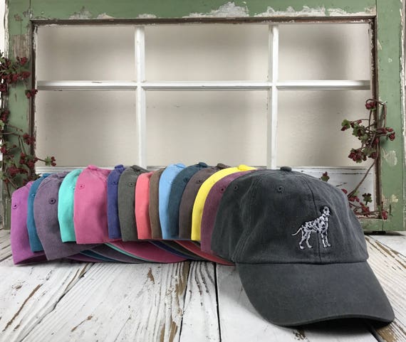 DALMATIAN Washed Dad Hat Pigmented Dye Curved Bill Finessed Dad Hats Dog Lover Baseball Hat, Many Colors