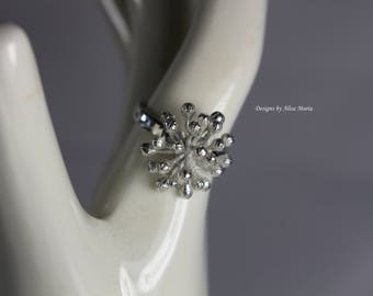Handmade 925 Sterling Silver Ivy Flower Ring # 18-08