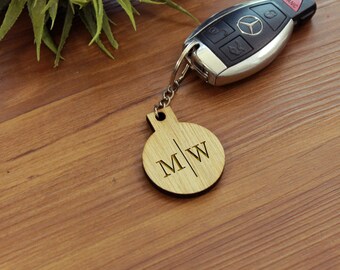Wood Engraved Key chain, Custom Wood Key chain, Engraved Wood Keychain, Newlywed Gift, Personalized Wood Keychain, --KEY-WOOD-MW