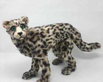Cheetah realistic poseable art doll animal