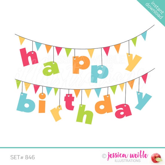 Happy Birthday Banner Cute Digital Clipart birthday Clip art