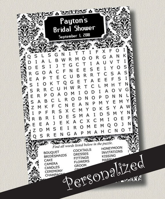 Instant Download Bride WORD FIND SEARCH Game Printable
