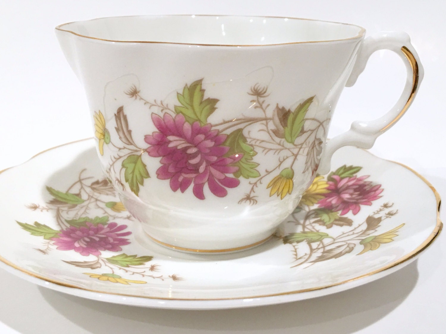 Royal Dover Tea Cup And Saucer, Floral Teacups, Bone China Tea Set 