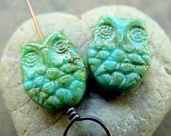 NEW TURQUOISE WINGZ . Czech Picasso Glass Beads . 19 mm (4 beads)