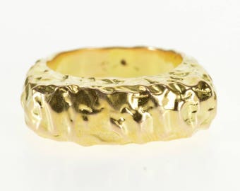 14k Hammered Textured Squared Hollow Statement Ring Gold