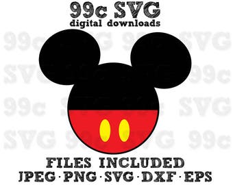 Mickey Head with Clothes SVG DXF Png Vector Cut File Cricut Design Silhouette Cameo Vinyl Decal Disney Party Stencil Template Heat Transfer