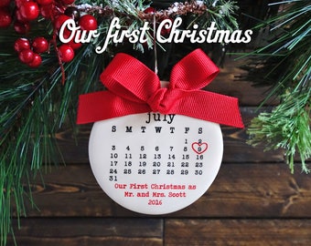 OUR FIRST CHRISTMAS Ornament, our first christmas, Just Married ornament, Wedding ornament, personalized christmas ornament, wedding gift