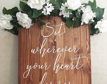 Rustic Wood Wedding Sign / Pick A Seat Not A Side Sign / Rustic Wedding Decor / Country Wedding