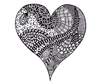 Black and White Printable Art Zentangle Inspired Ink Drawing