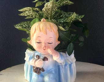 Antique Lefton Baby Boy Vintage Planter
