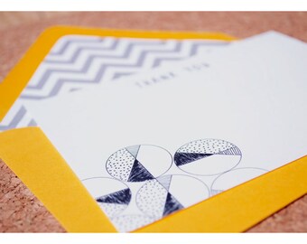 Flat Note Thank You Stationery Set with Chevron Liners
